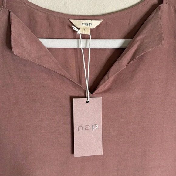 NWT Nap Loungewear Cropped Bell Sleeve Blouse Mauve Pink Size Large - Picture 3 of 8